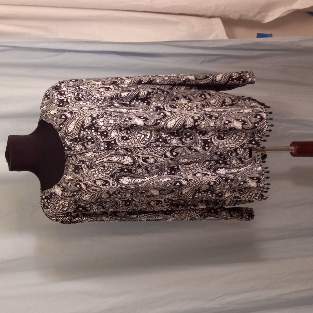 MSK Women 2X Tank Top & Jacket Set Black White Paisley Clear discs